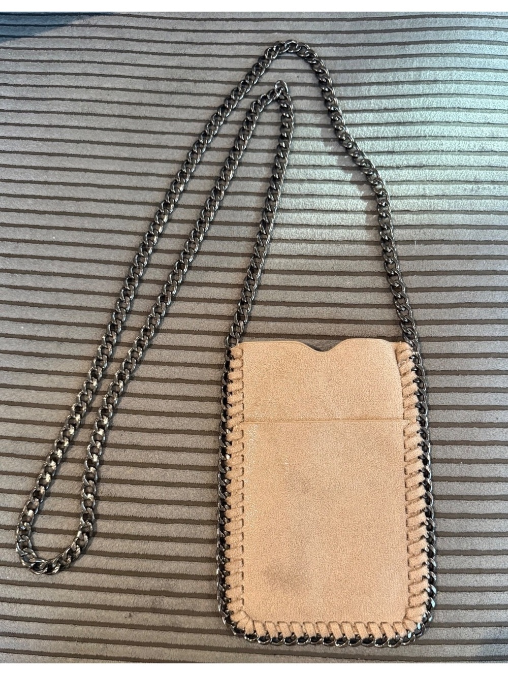 Stella McCartney Falabella Mini Crossbody Bag in Beige Suede with Chain Detail